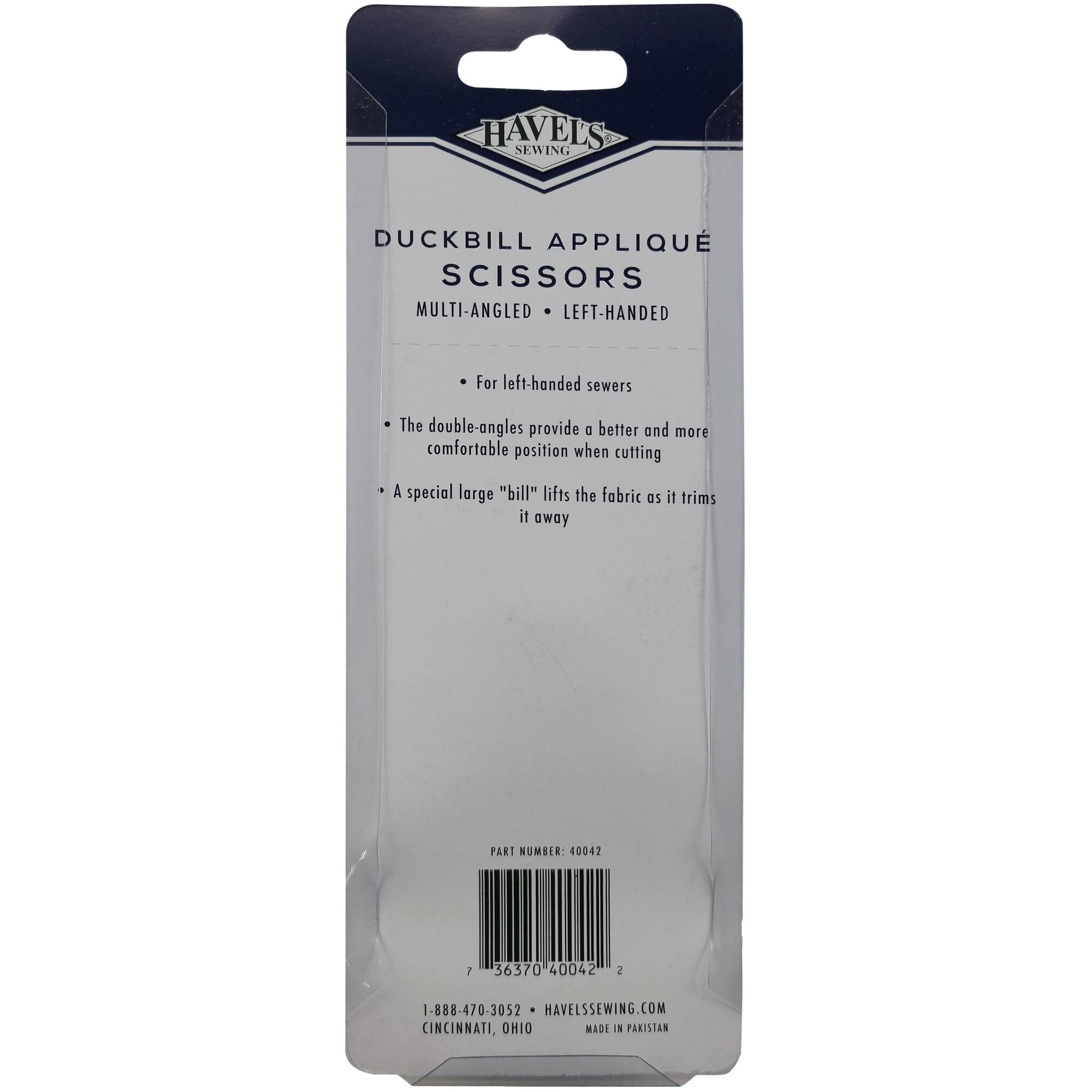 Havel's™ 5.5" Left-Handed Multi-Angled Duckbill Applique Scissors